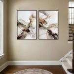 SAFERRYHOME Neutral Abstract Wall Art, Gold and Brown Marble Framed Canvas Wall ... - Image 8