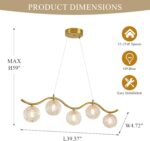 Modern Linear Globe Chandelier Gold 5-Lights Mid Century Linear Chandelier for D... - Image 3