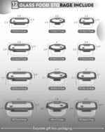 12-Pack Glass Containers with Tempered Lids – Borosilicate, Oven-Safe(-4°F~950°F... - Image 3