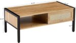 40inch Rattan Coffee Table with Sliding Door Storage Modern Metal Leg Living Roo... - Image 3