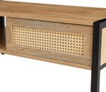 40inch Rattan Coffee Table with Sliding Door Storage Modern Metal Leg Living Roo... - Image 7