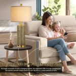 27" Gold Vintage Table Lamps Set of 2 with USB A+C Fast Charging Ports, Modern F... - Image 4