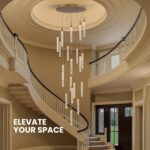 SNZ 20-Light Gold Crystal Chandelier, High Ceiling Chandelier for Staircase, Mod... - Image 3
