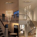 SNZ 20-Light Gold Crystal Chandelier, High Ceiling Chandelier for Staircase, Mod... - Image 7