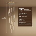 SNZ 20-Light Gold Crystal Chandelier, High Ceiling Chandelier for Staircase, Mod... - Image 8