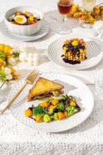 FOBENTA 24-Piece Embossed Ceramic Dinnerware Set–8 Dinner Plates, 8 Salad Plates... - Image 7