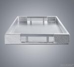 Modern Elegant 17.5"x12" Rectangle Glossy Silver Crocodile Faux Leather Tray Dec... - Image 5