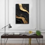 Luxury Black and Gold Abstract Canvas Wall Art, Modern Textured Foil Artwork wit... - Image 4