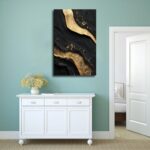 Luxury Black and Gold Abstract Canvas Wall Art, Modern Textured Foil Artwork wit... - Image 5