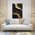 Luxury Black and Gold Abstract Canvas Wall Art, Modern Textured Foil Artwork wit... - Image 6
