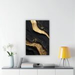 Luxury Black and Gold Abstract Canvas Wall Art, Modern Textured Foil Artwork wit... - Image 7