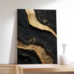 Luxury Black and Gold Abstract Canvas Wall Art, Modern Textured Foil Artwork wit... - Image 8