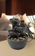 Nature's Mark 7" H Tiered Rock Bowl Tabletop Water Fountain with Natural River R... - Image 5