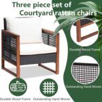PayLessHere 3-Piece Outdoor Patio Furniture Set Modern Rattan Bistro Conversatio... - Image 4