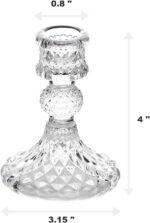 Taper Candle Holders Set of 2, Clear Glass Candlestick Holder Fit 0.8 Inch Candl... - Image 5