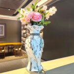 Modern Decorative Vase,Silver Flower Vase for Home Decor with Rhinestone,30 cm L... - Image 3