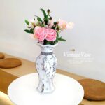 Modern Decorative Vase,Silver Flower Vase for Home Decor with Rhinestone,30 cm L... - Image 5