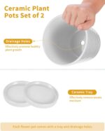 EFISPSS Ceramic Plant Pots, 6 Inch Pots for Indoor Plants, Planters with Drainag... - Image 4