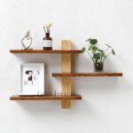 GRID FORTE Wood 3 Tier Floating Shelf, Large Minimalist Wall Shelves, Mid Centur... - Image 4