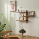 GRID FORTE Wood 3 Tier Floating Shelf, Large Minimalist Wall Shelves, Mid Centur... - Image 5