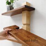 GRID FORTE Wood 3 Tier Floating Shelf, Large Minimalist Wall Shelves, Mid Centur... - Image 7