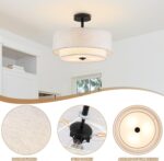 BUXVRCS Semi Flush Mount Ceiling Light Fixture, 3-Light Double Drum Lighting Fix... - Image 3