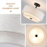 BUXVRCS Semi Flush Mount Ceiling Light Fixture, 3-Light Double Drum Lighting Fix... - Image 5