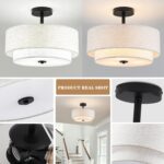 BUXVRCS Semi Flush Mount Ceiling Light Fixture, 3-Light Double Drum Lighting Fix... - Image 6