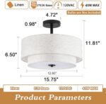 BUXVRCS Semi Flush Mount Ceiling Light Fixture, 3-Light Double Drum Lighting Fix... - Image 7