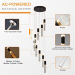 9-Lights Led Chandelier, Black and Gold Crystal Modern Led Chandelier for Dining... - Image 5