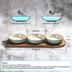 Artena 6oz Turquoise Solid Ceramic Chips and Dip Serving Platter with Acacia Woo... - Image 3