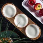 Artena 6oz Turquoise Solid Ceramic Chips and Dip Serving Platter with Acacia Woo... - Image 7