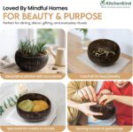 Mindful Meals Gift Set 4 Deluxe Jumbo Coconut Bowls with Spoons and Eco Stands W... - Image 5