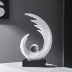 Modern Abstract Art Sculptures, Gold Entryway Table Accents, Black Shelf Decor A... - Image 3