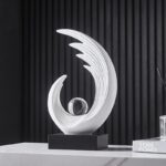 Modern Abstract Art Sculptures, Gold Entryway Table Accents, Black Shelf Decor A... - Image 4