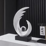 Modern Abstract Art Sculptures, Gold Entryway Table Accents, Black Shelf Decor A... - Image 5