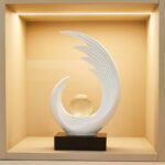 Modern Abstract Art Sculptures, Gold Entryway Table Accents, Black Shelf Decor A... - Image 6