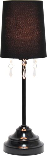 Simple Designs 17.25" Chic and Stylish Crystal Adorned Table Lamp - Black - Image 6