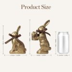 DN DECONATION Golden Easter Bunny Figurines Set of 2 with “Easter Love” Ribbon B... - Image 9