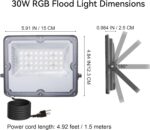 RGB LED Flood Lights Outdoor,Color Changing,30W (300W Equivalent),3000LM, Works ... - Image 7