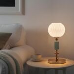 Modern Milk White Glass Table Lamp Bedside Nightstand Lamp Metal Desk Light with... - Image 3