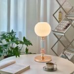 Modern Milk White Glass Table Lamp Bedside Nightstand Lamp Metal Desk Light with... - Image 4