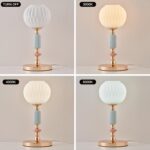 Modern Milk White Glass Table Lamp Bedside Nightstand Lamp Metal Desk Light with... - Image 5