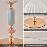 Modern Milk White Glass Table Lamp Bedside Nightstand Lamp Metal Desk Light with... - Image 6