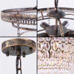 Wellmet Crystal Chandelier, 6-Light 5 Tiers Farmhouse Bronze Ceiling Lighting Fi... - Image 6