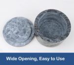 HillSpring Marble Salt Cellar with Lid and Wooden Spoon, 4" Handcrafted Spice Pe... - Image 5