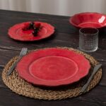 LEHAHA Luxury 12 Piece 100% Melamine Dinnerware Sets, Rustic Scalloped rim Bowls... - Image 5