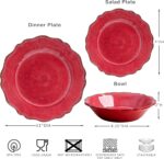 LEHAHA Luxury 12 Piece 100% Melamine Dinnerware Sets, Rustic Scalloped rim Bowls... - Image 6