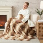 Cozy Bliss Luxury Faux Fur Throw Blanket Animal Striped Print, Non Shedding Doub... - Image 3