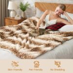 Cozy Bliss Luxury Faux Fur Throw Blanket Animal Striped Print, Non Shedding Doub... - Image 4